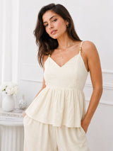 Women's White Sweetheart Neck Co-Ord Set
