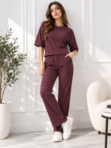 Clobug Crinkle co ord set with Round Neck & Half Sleeve