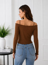 Women's Solid Off-Shoulder Ruched Crop Top