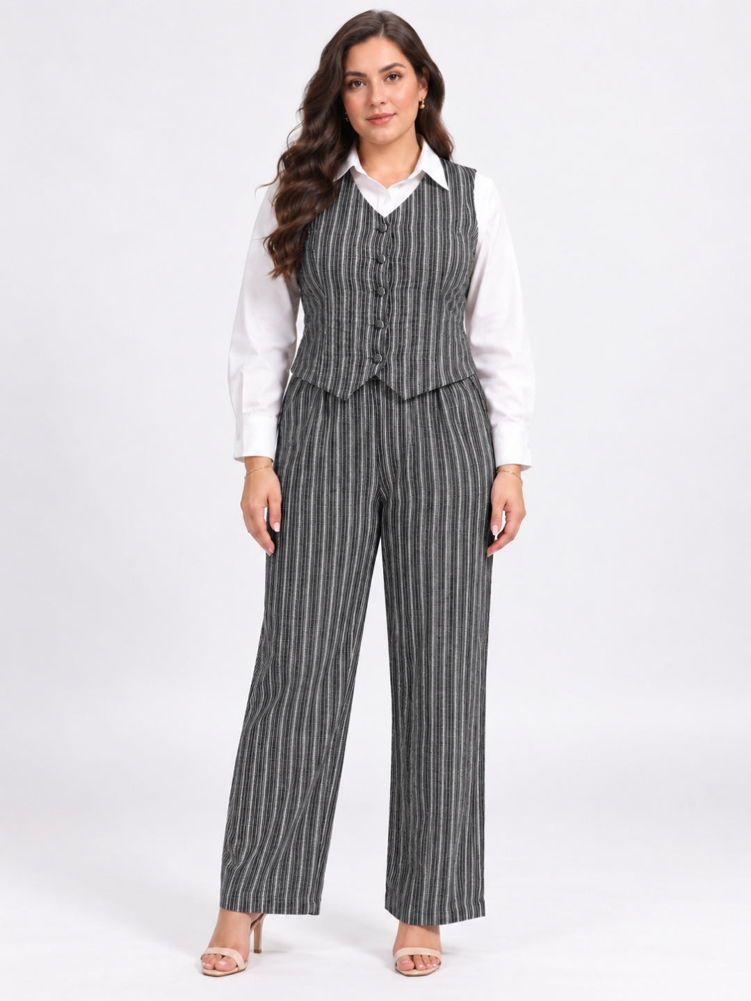 Clobug Women Plus Size 3Pc Poly Cotton Linen Co-ord Set