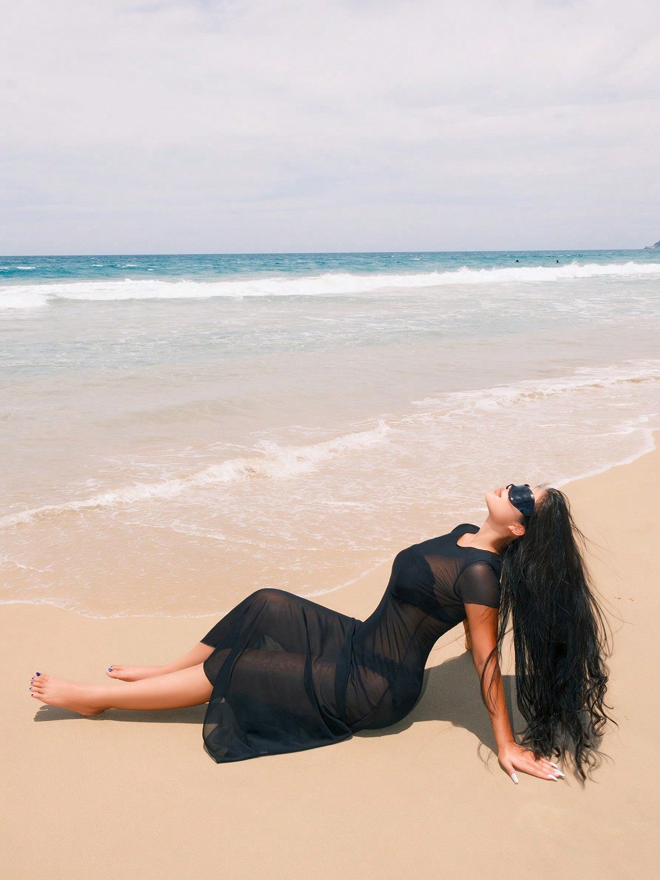 Clobug Women Black Mesh Dress