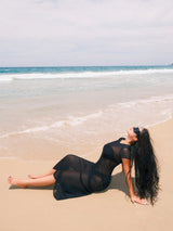 Clobug Women Black Mesh Dress