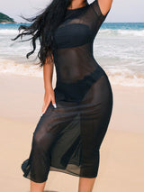 Clobug Women Black Mesh Dress