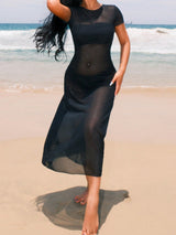 Clobug Women Black Mesh Dress