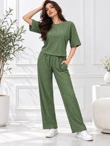 Clobug Crinkle co ord set with Round Neck & Half Sleeve