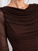 Clobug Women Pink Full Sleeve Mesh Top