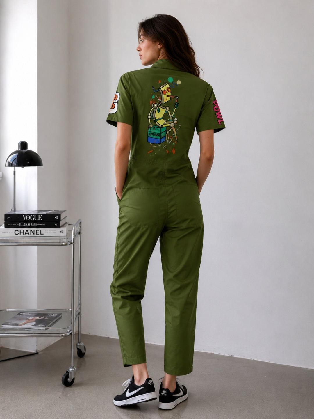 Clobug Women Printed Green Jumpsuit