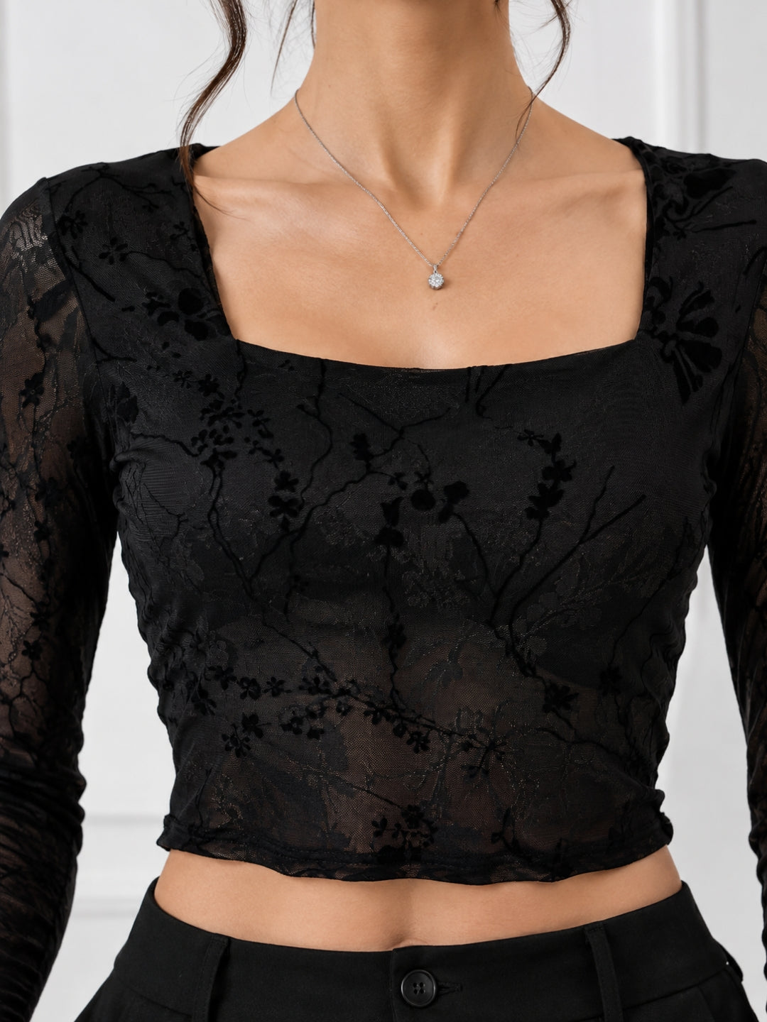 Clobug Women Square Neck Print Top