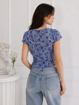 Women Cowl Neck Printed Crop Top
