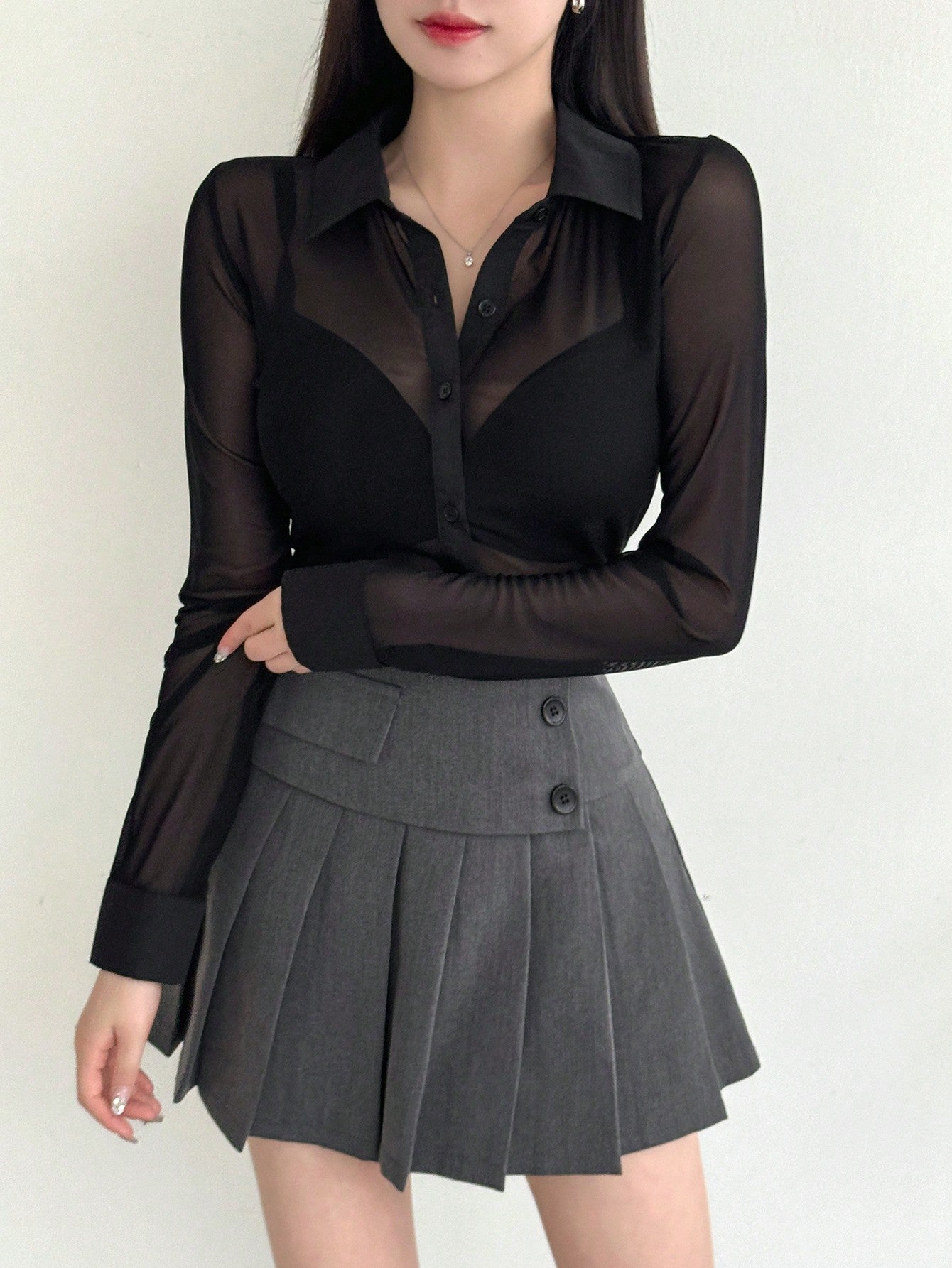 Clobug Women Full Sleeve Mesh Shirt