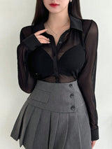 Clobug Women Full Sleeve Mesh Shirt