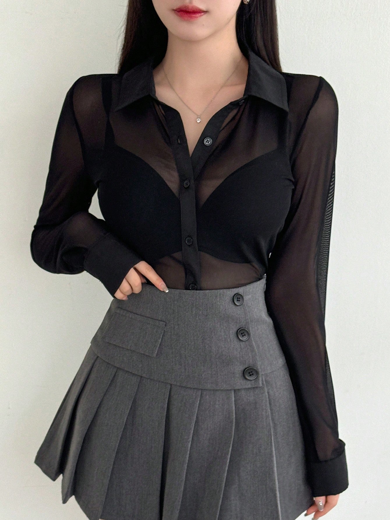 Clobug Women Full Sleeve Mesh Shirt