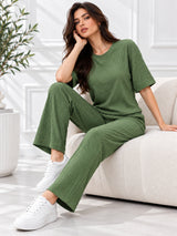 Clobug Crinkle co ord set with Round Neck & Half Sleeve