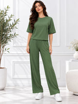 Clobug Crinkle co ord set with Round Neck & Half Sleeve