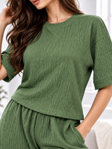 Clobug Crinkle co ord set with Round Neck & Half Sleeve