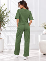 Clobug Crinkle co ord set with Round Neck & Half Sleeve