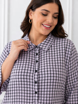 Women's Curve Check Print Shirt Dress