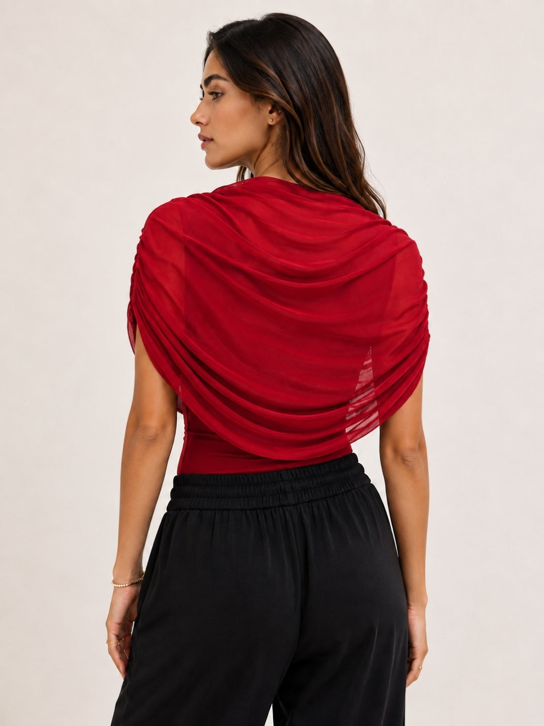Clobug Women Cape Sleeve Boat Neck Top