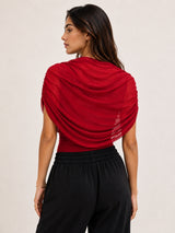 Clobug Women Cape Sleeve Boat Neck Top