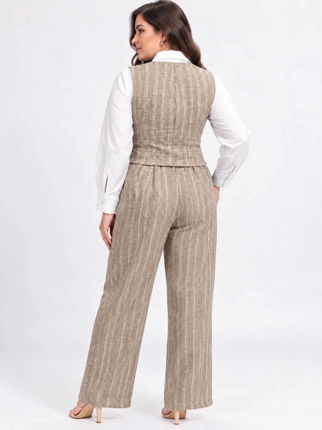 Clobug Women Plus Size 3Pc Poly Cotton Linen Co-ord Set