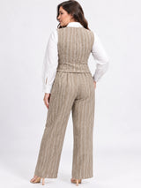Clobug Women Plus Size 3Pc Poly Cotton Linen Co-ord Set