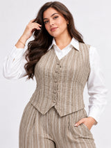 Clobug Women Plus Size 3Pc Poly Cotton Linen Co-ord Set