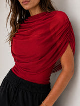 Clobug Women Cape Sleeve Boat Neck Top