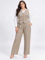 Clobug Women Plus Size 3Pc Poly Cotton Linen Co-ord Set