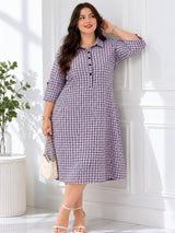 Women's Curve Check Print Shirt Dress