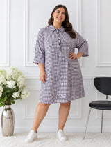 Women's Curve Check Print Shirt Dress