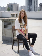 Clobug Women Oversized Graphic Half Sleeve T-shirt