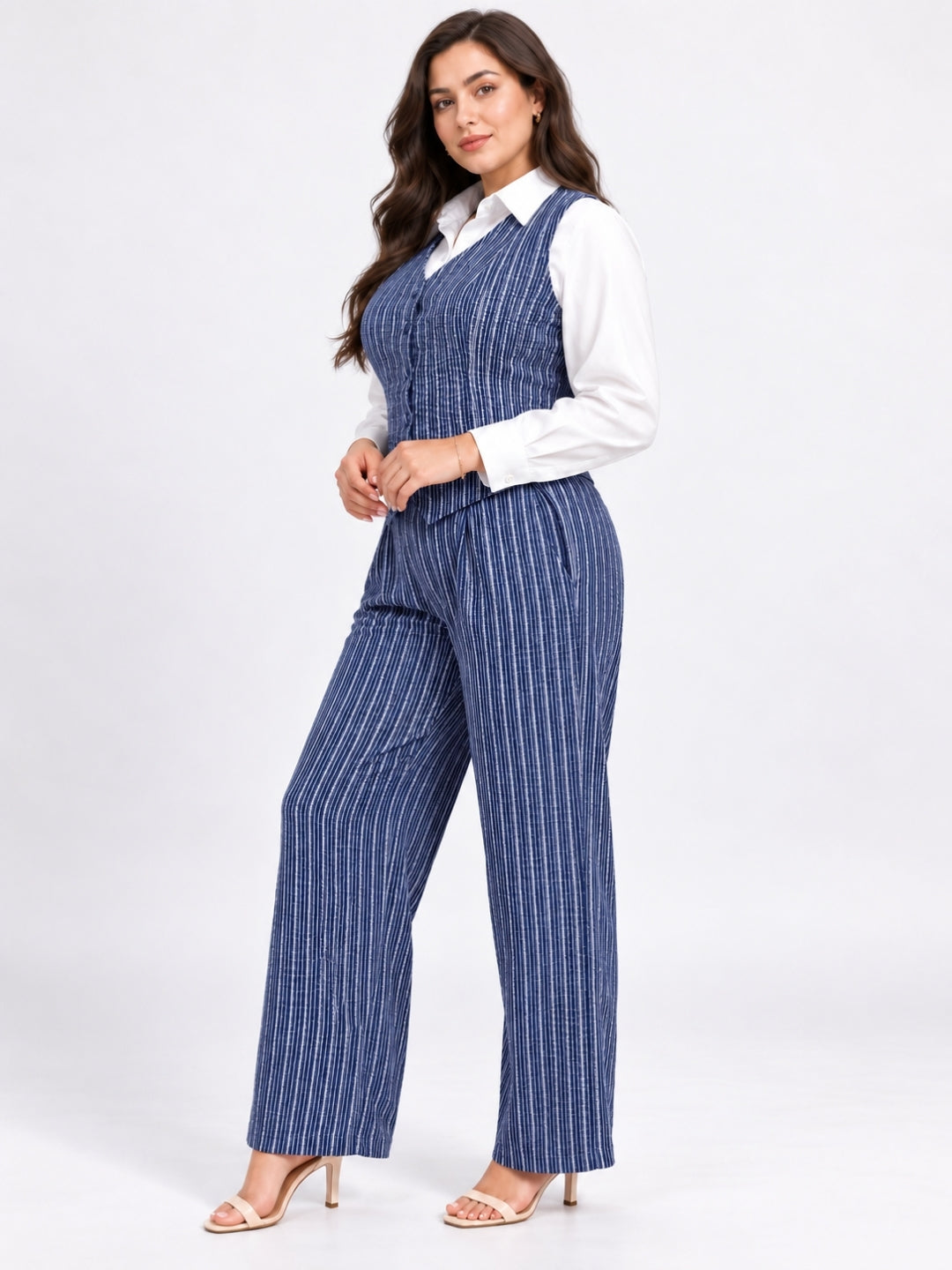 Clobug Women Plus Size 3Pc Poly Cotton Linen Co-ord Set