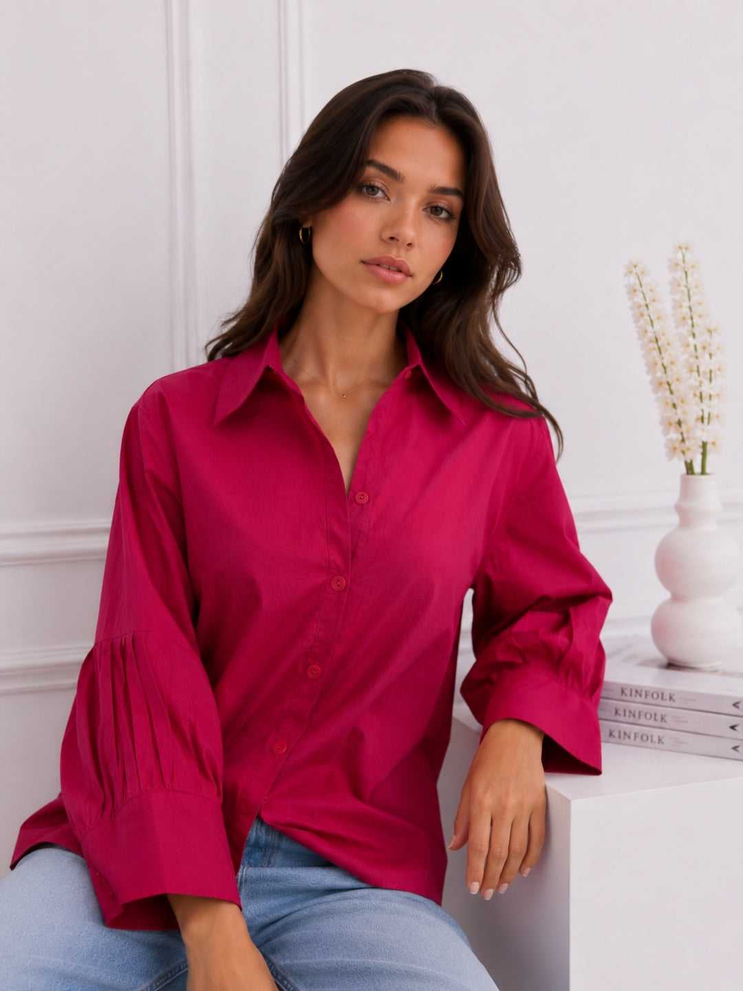 Women Pink Full Sleeve Shirt
