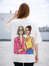 Clobug Women Oversized Graphic Half Sleeve T-shirt
