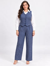 Clobug Women Plus Size 3Pc Poly Cotton Linen Co-ord Set