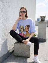 Clobug Women Oversized Graphic Half Sleeve T-shirt
