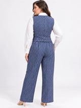 Clobug Women Plus Size 3Pc Poly Cotton Linen Co-ord Set