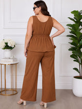 Women's Plus Size V-Neck Top & Pant Co-Ord Set