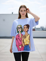 Clobug Women Oversized Graphic Half Sleeve T-shirt