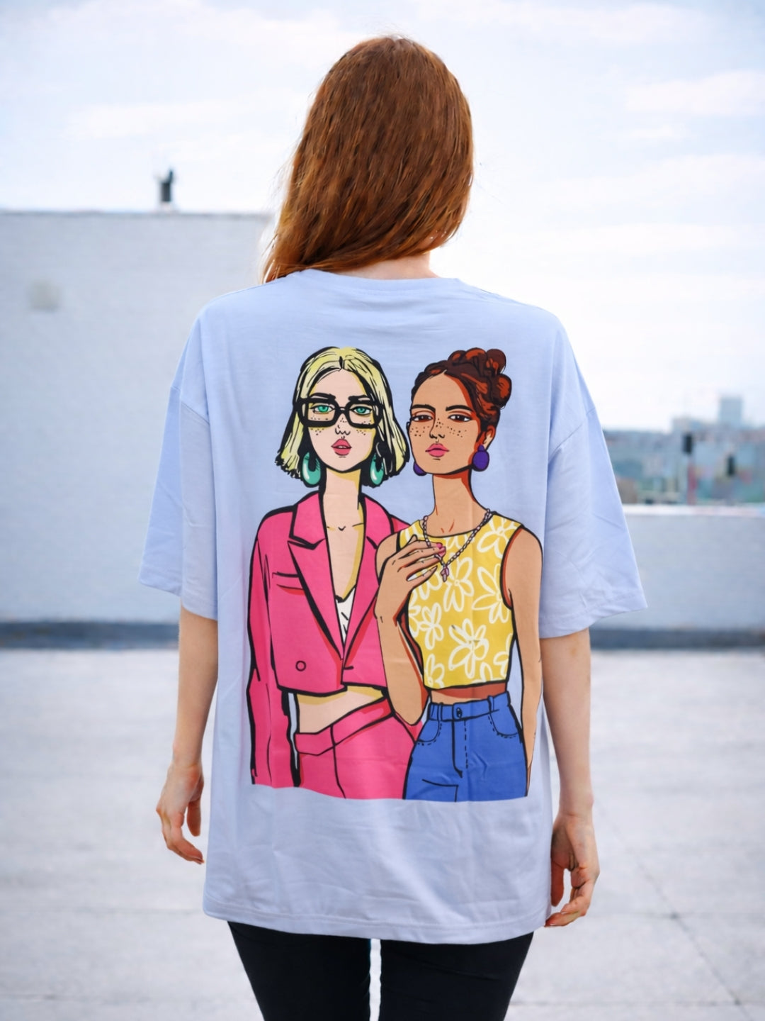 Clobug Women Oversized Graphic Half Sleeve T-shirt