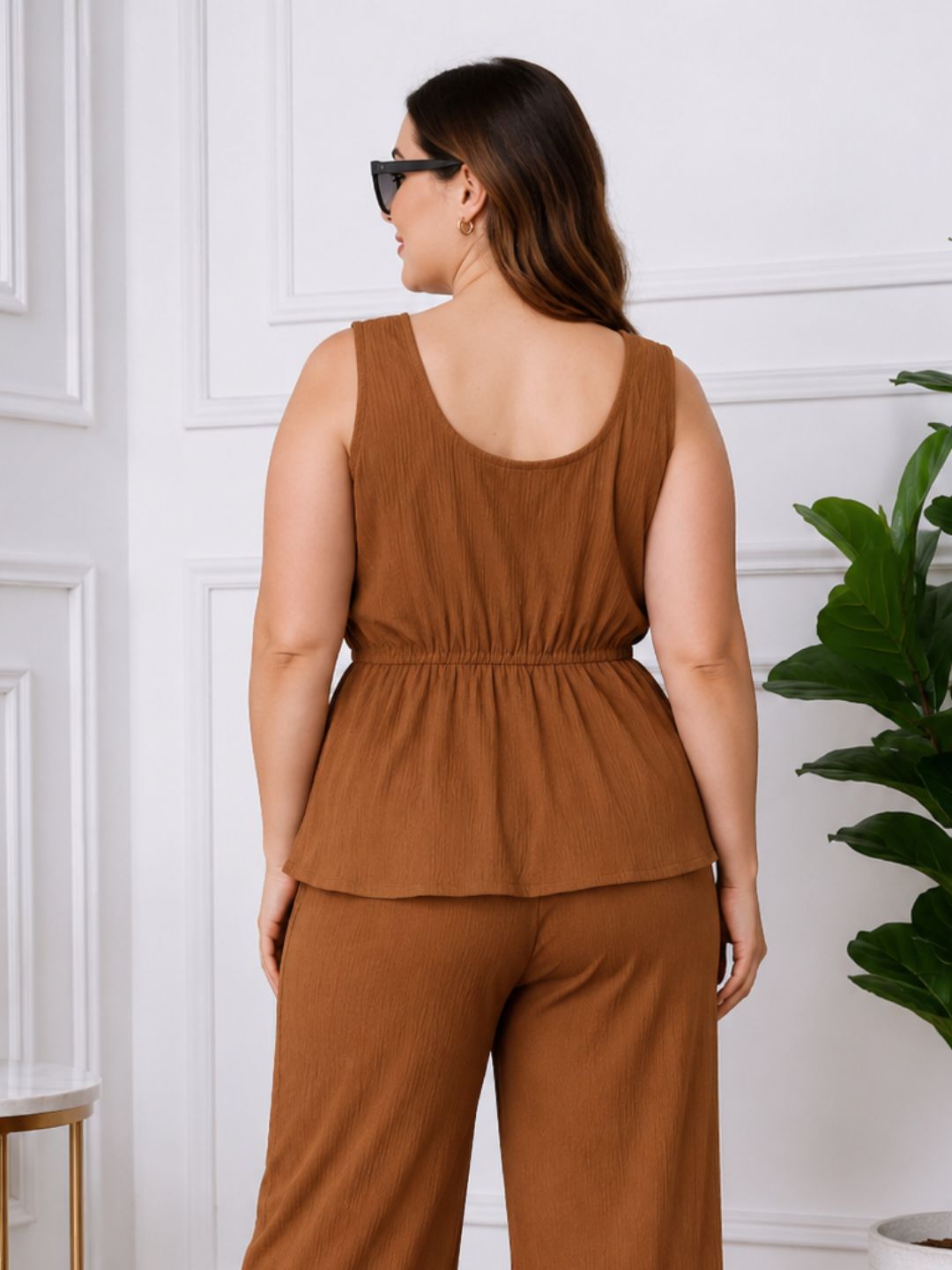 Women's Plus Size V-Neck Top & Pant Co-Ord Set