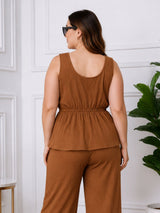 Women's Plus Size V-Neck Top & Pant Co-Ord Set