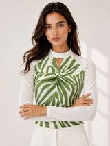 Clobug Women Printed Halter Neck Regular Mesh Top