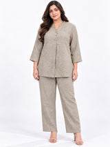 Clobug Women Plus Size Top and Pant 3/4 Sleeve Co-ord Set