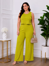 Women's Plus Size Green Halter Neck Co-Ord Set