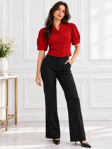 Clobug Solid V Neck Textured Crop Top