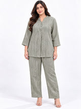 Clobug Women Plus Size Top and Pant 3/4 Sleeve Co-ord Set