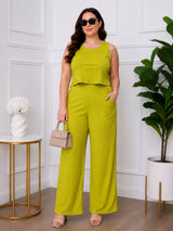 Women's Plus Size Green Halter Neck Co-Ord Set