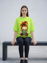 Clobug Women Oversized Graphic Printed Half Sleeve T-shirt