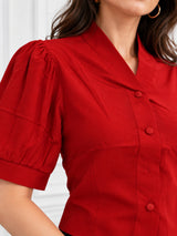 Clobug Solid V Neck Textured Crop Top